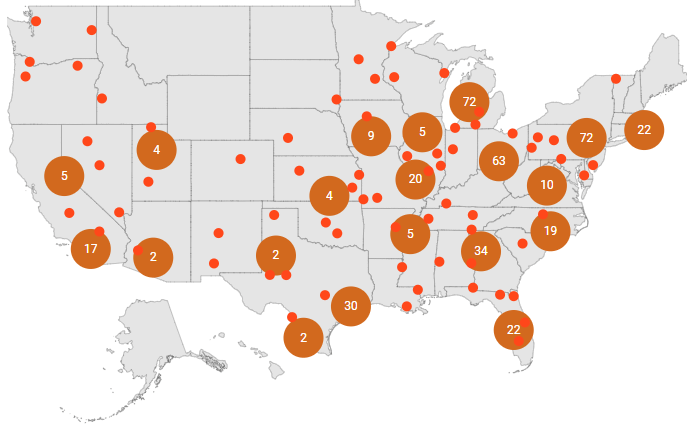 Displaying marker clusters over the U.S. map