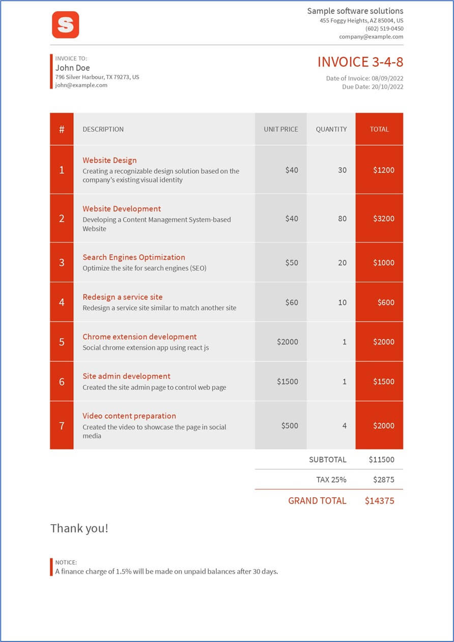 Invoice PDF document