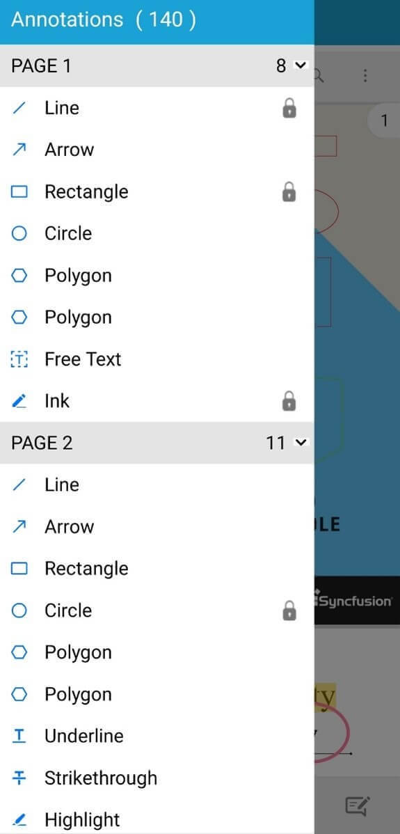 Displaying Locked Annotations in a List Using the Xamarin.Forms PDF Viewer