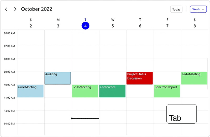 Interacting with .NET MAUI Scheduler Appointments Using Keyboard