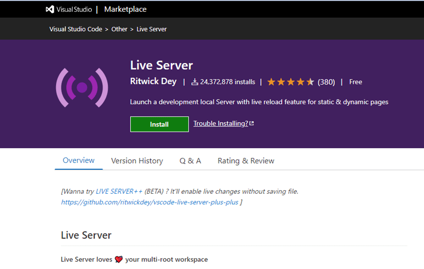 Live Serve - Visual Studio Code extension