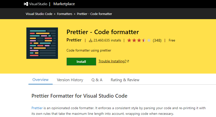 Prettier - Visual Studio Code extension