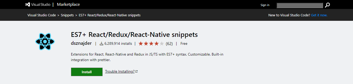 ES7+React/Redux/React-Native snippets