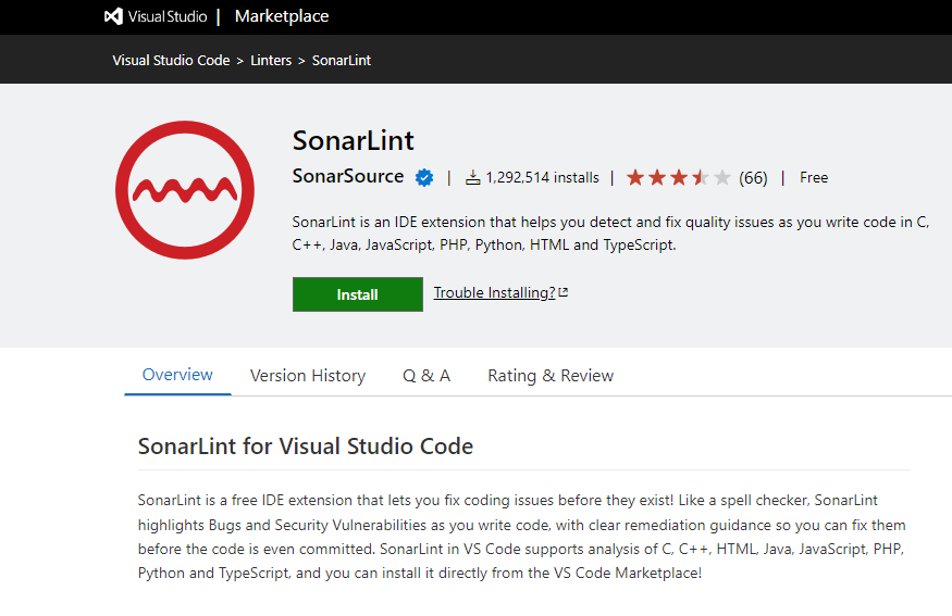 SonarLint - Visual Studio Code extension