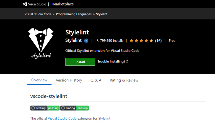Stylelint - Visual Studio Code extension