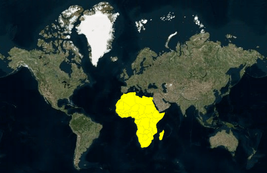 African continent highlighted using layers