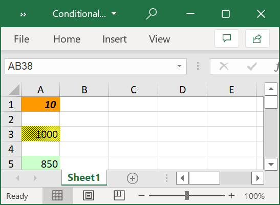 Cell Rules Conditional Formatting Applied to an Excel Spreadsheet