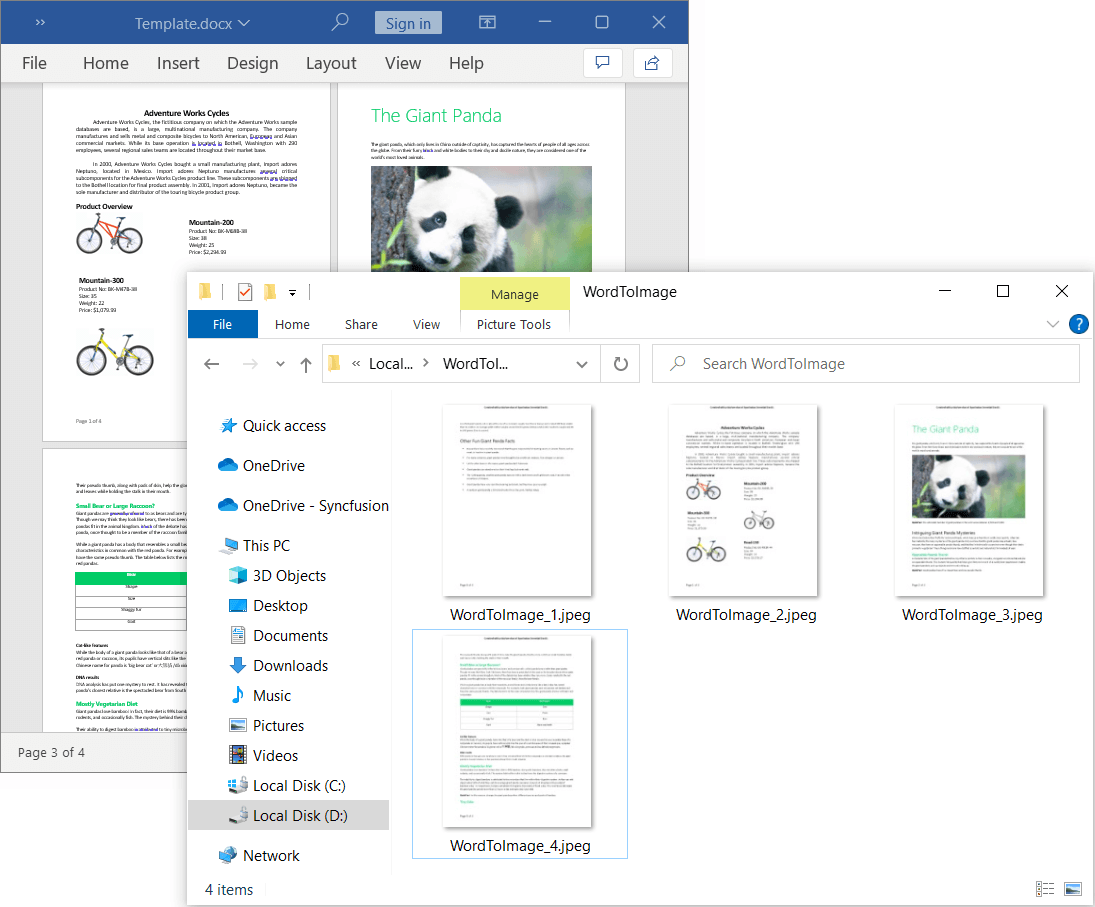 Converting all pages in a Word document to images