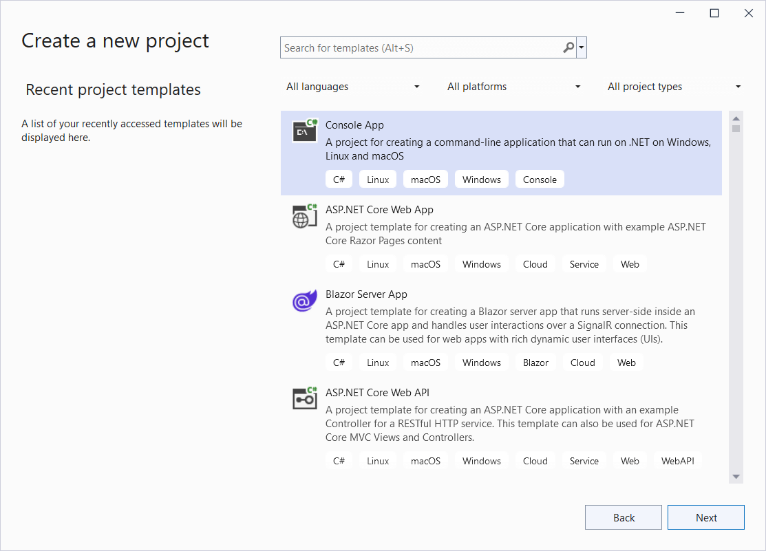 Create a new C# .NET Core Console Application