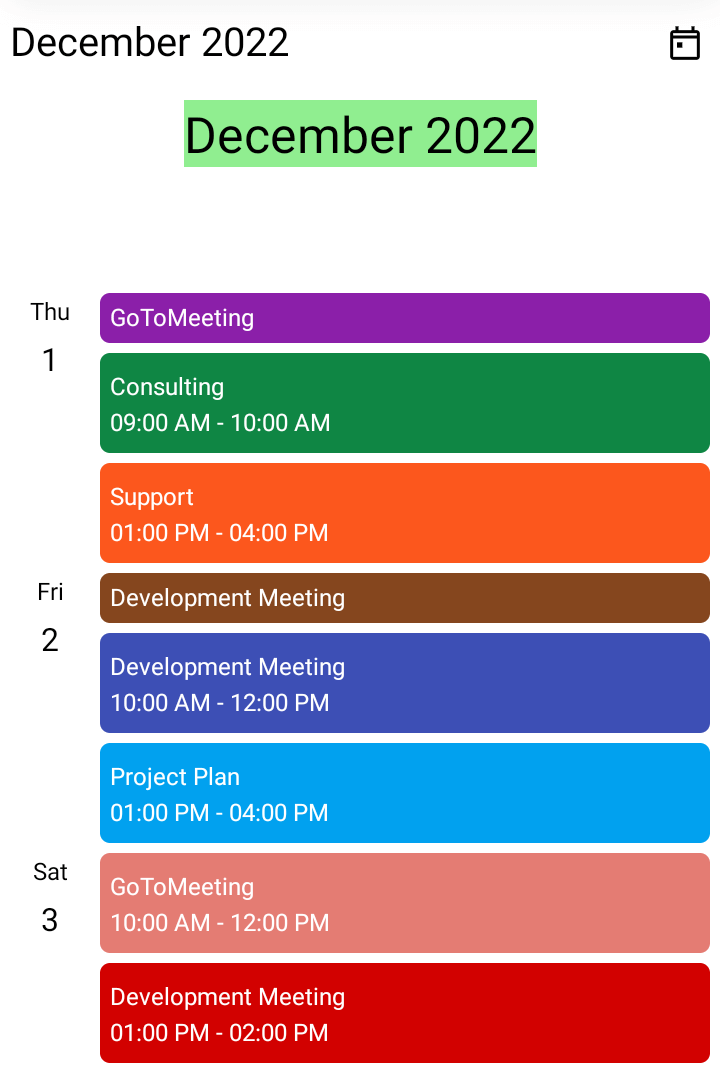 Customizing the Month Header with Templates in the .NET MAUI Scheduler