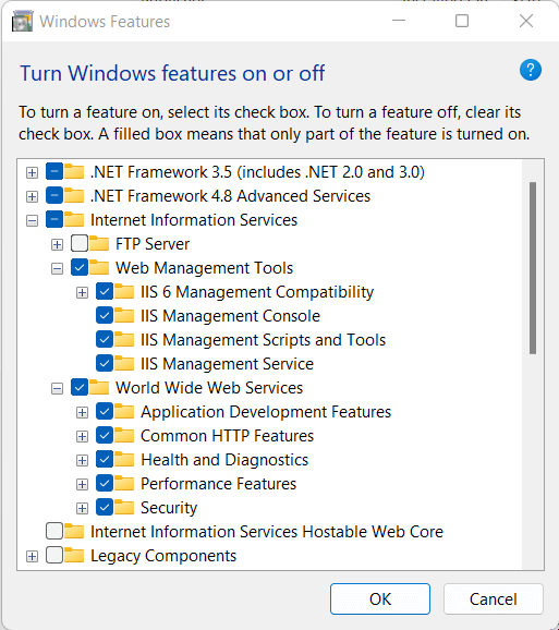 Turn Windows feature on or off