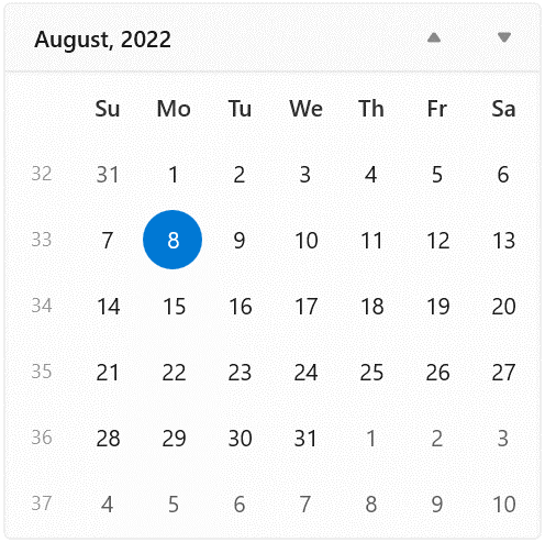 Week Number Rule Format Customization in Calendar