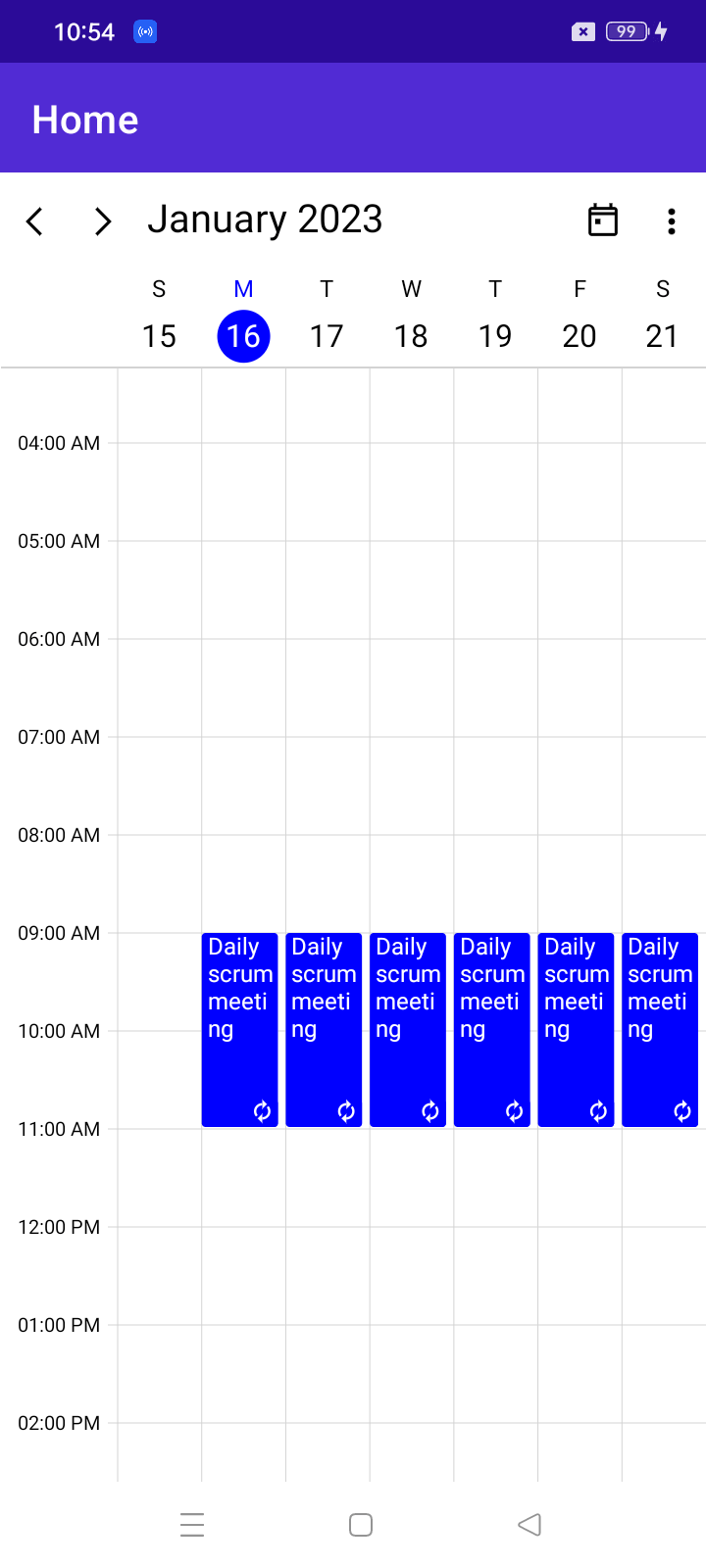 Daily Recurrence Type in .NET MAUI Scheduler