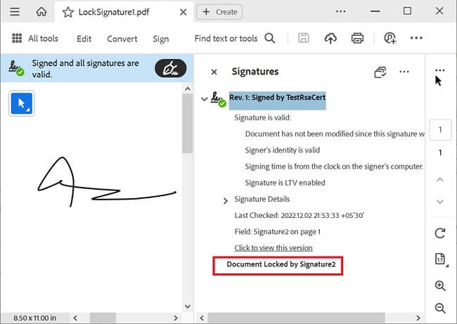 Locking Digital Signature Feature in WinUI PDF Library