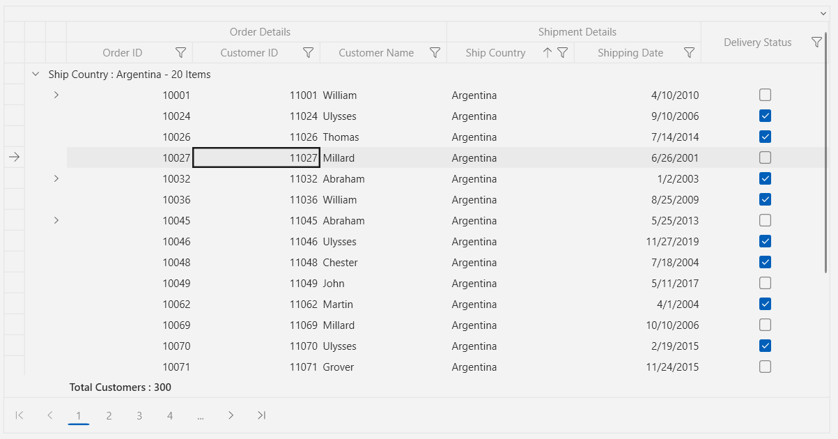 Syncfusion WPF DataGrid in Windows 11 Light Theme