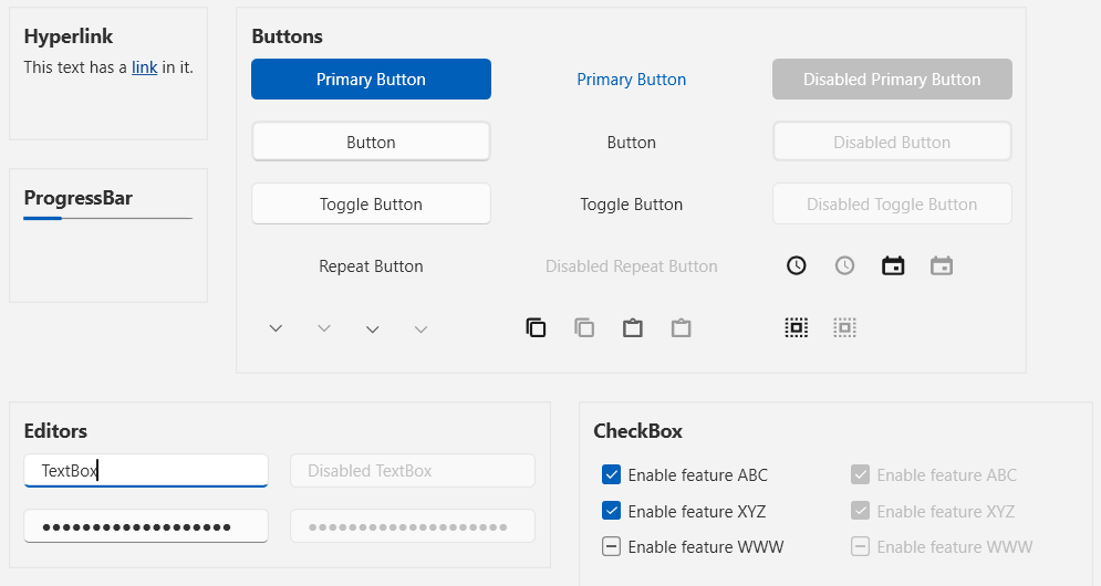 WPF Framework Controls in Windows 11 Light Theme