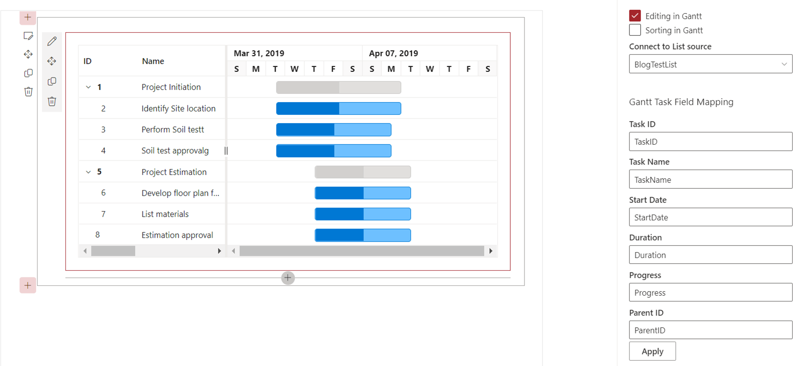 Binding SharePoint Data to the JavaScript Gantt Chart