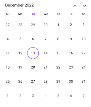Month View in .NET MAUI Calendar