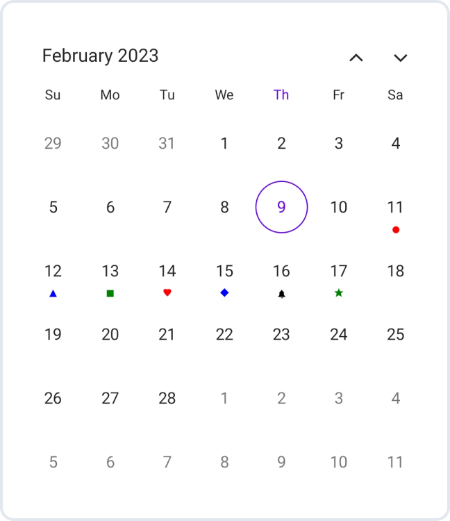 Customizing the special days in .NET MAUI Calendar