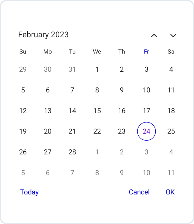 Today and action buttons in .NET MAUI Calendar