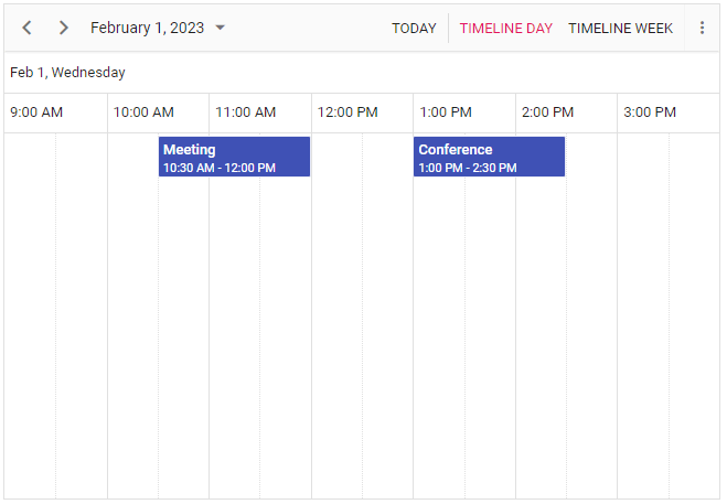 Timeline views without horizontal scroller in the Blazor Scheduler