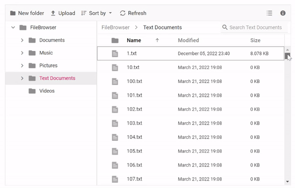 Virtual Scrolling in JavaScript File Manager