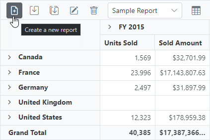 Create a New Report Option in the Blazor Pivot Table Toolbar