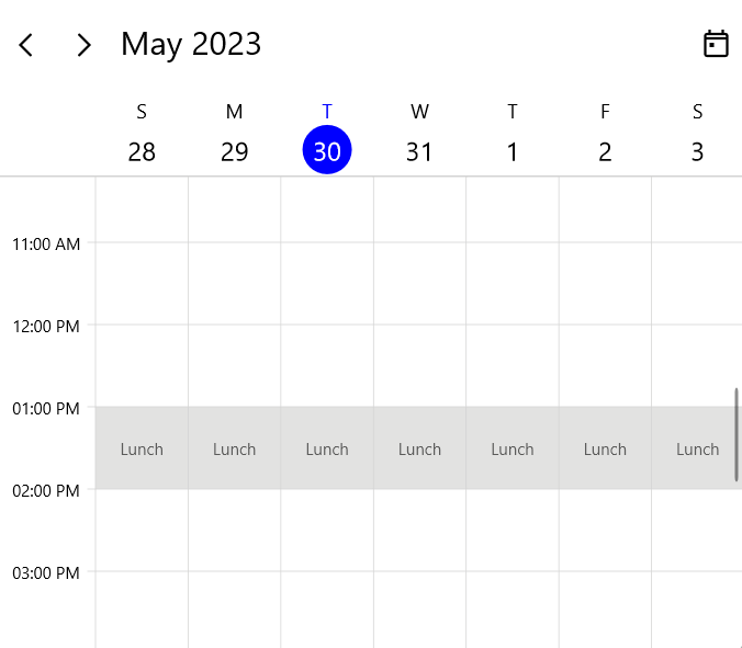 Daily recurrence time region in .NET MAUI Scheduler