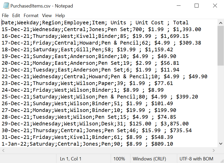 Exporting Excel Data to CSV Document