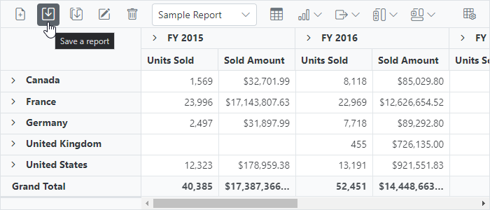 Saving the Pivot Table Report in SQL Server Database with the Name Sample Report