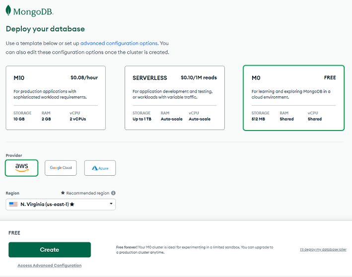 Selecting a cluster configuration