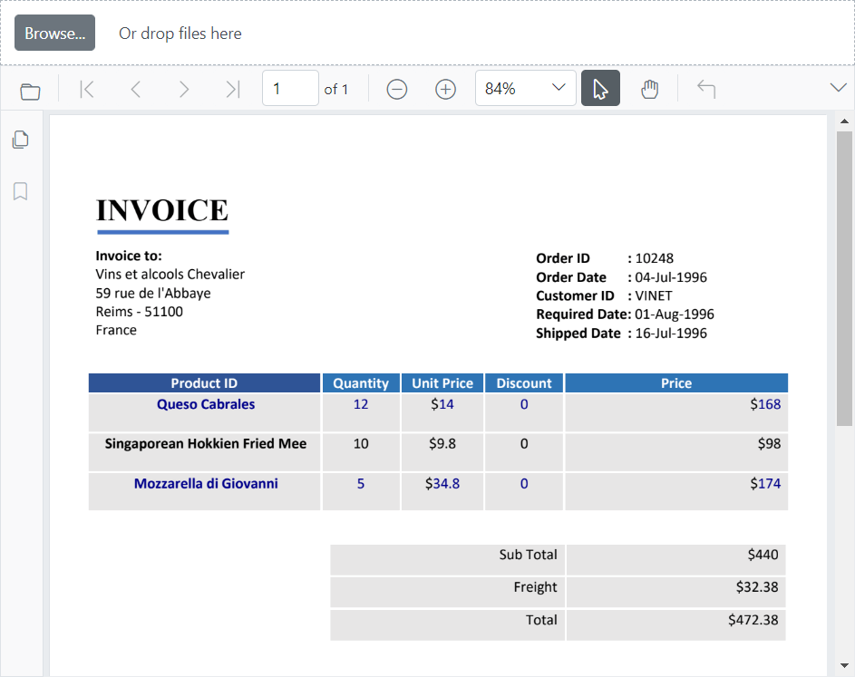 Word document converted to PDF and loaded in the PDF Viewer