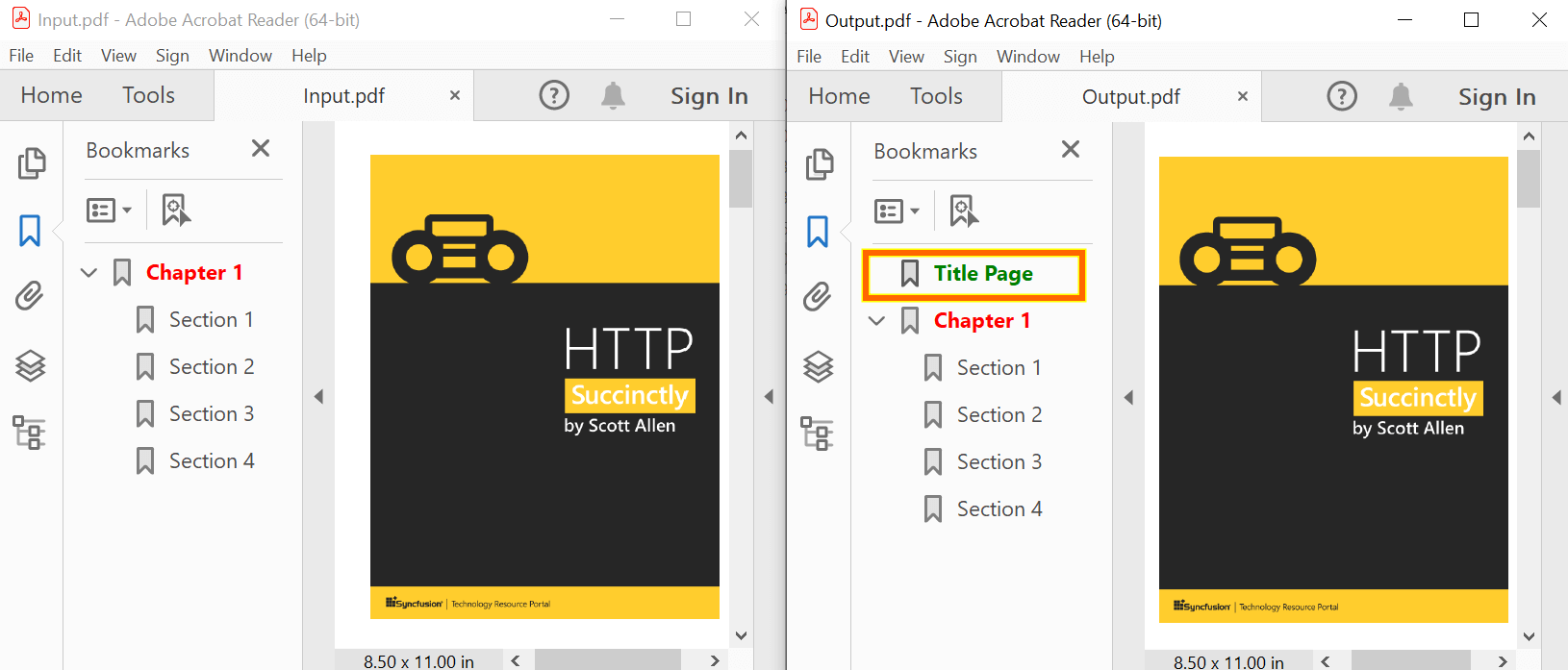Add bookmarks to an existing PDF document at any location