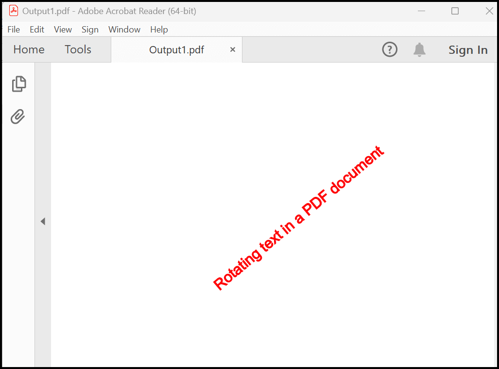 Rotating text in a PDF document