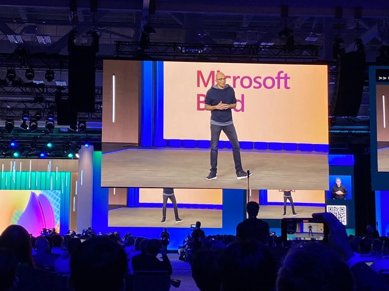 Satya Nadella Keynote at Microsoft Build. Source Marissa.