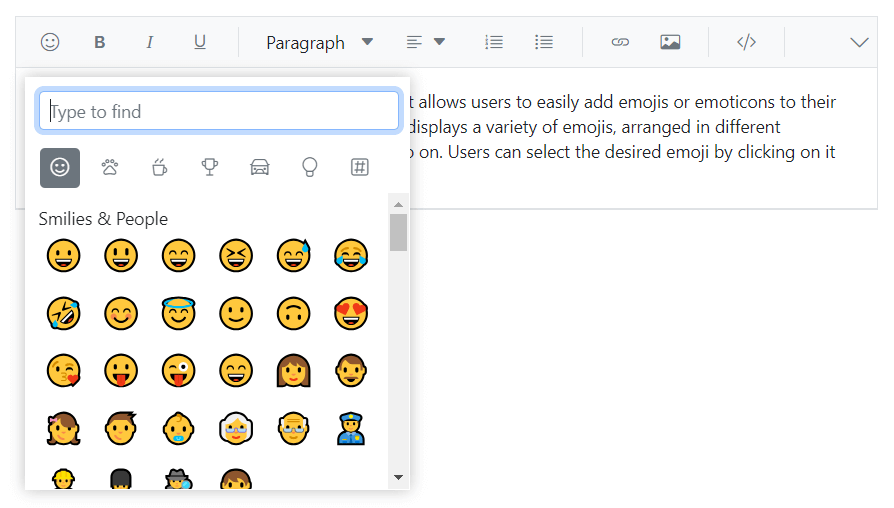 Emoji picker in Rich Text Editor