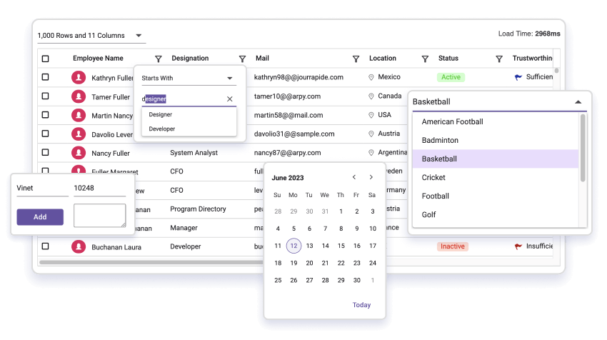 Material 3 theme support for Essential JS 2 components