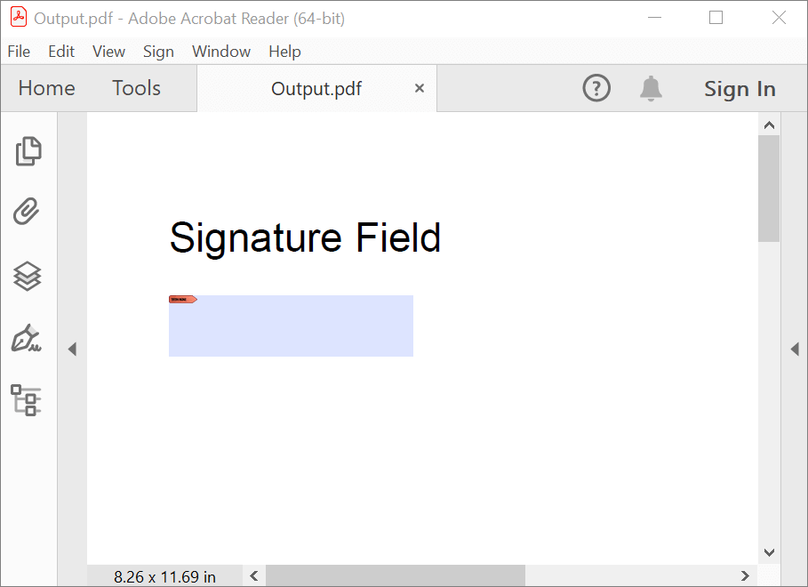 Adding signature field in a PDF