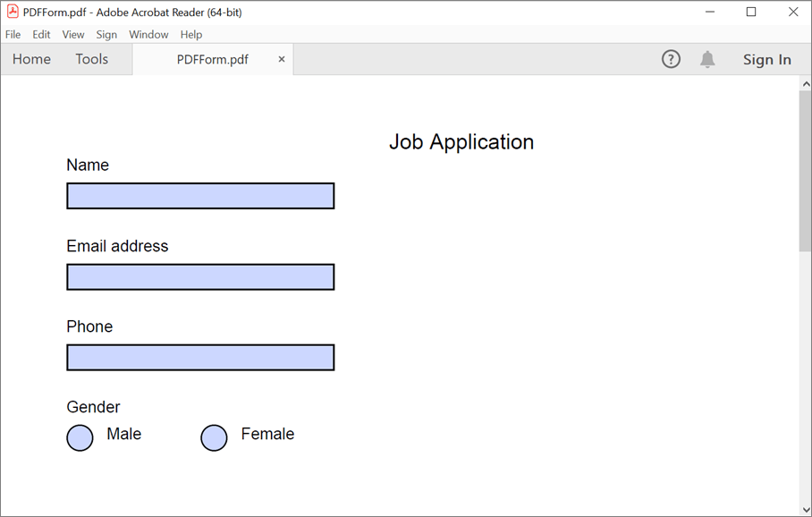 Creating a PDF form using Syncfusion .NET PDF Library