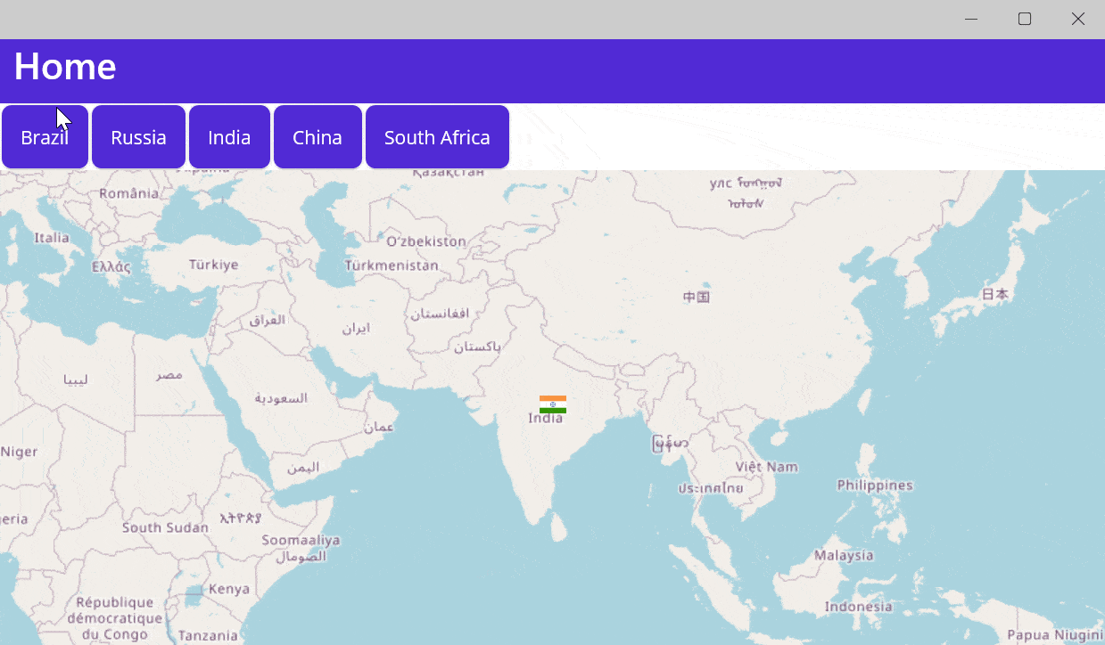 Navigating different countries with the OSM layer final output
