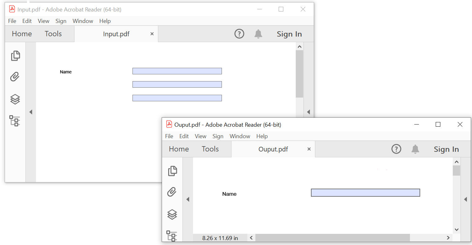 Removing forms fields from a PDF document