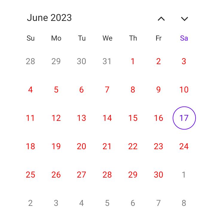 Customizing the Current Month's Dates in the .NET MAUI Calendar