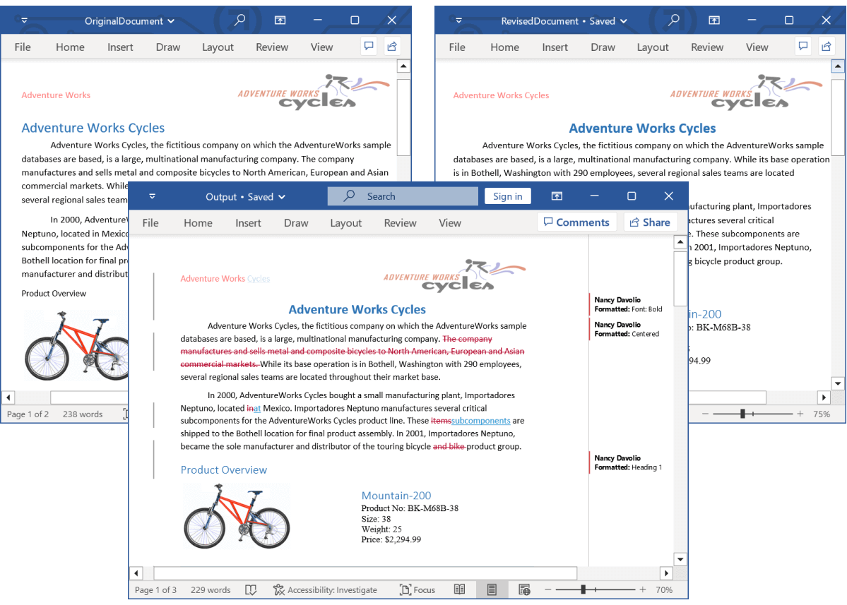 Tracking Changes Between Versions of a Word Document