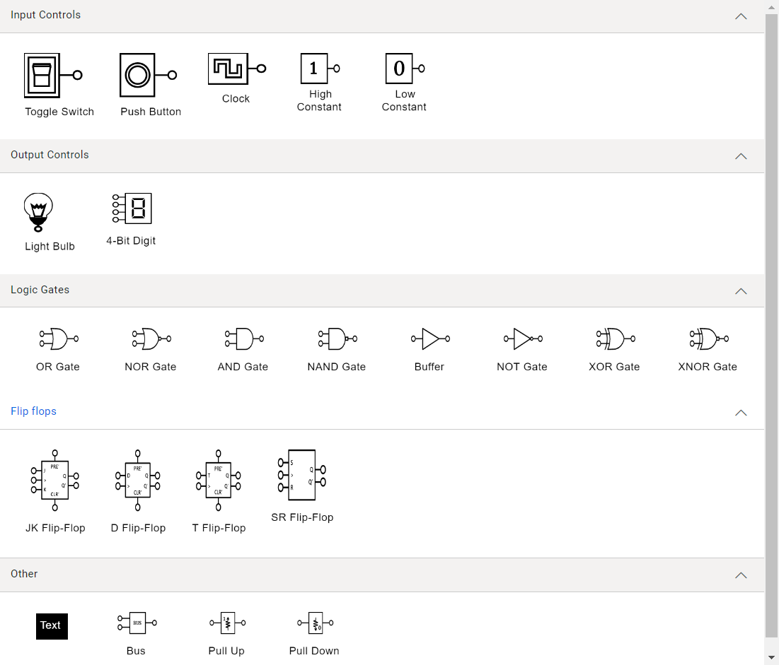 A Gallery of Reusable Logic Circuit Shapes in the React Diagram Control