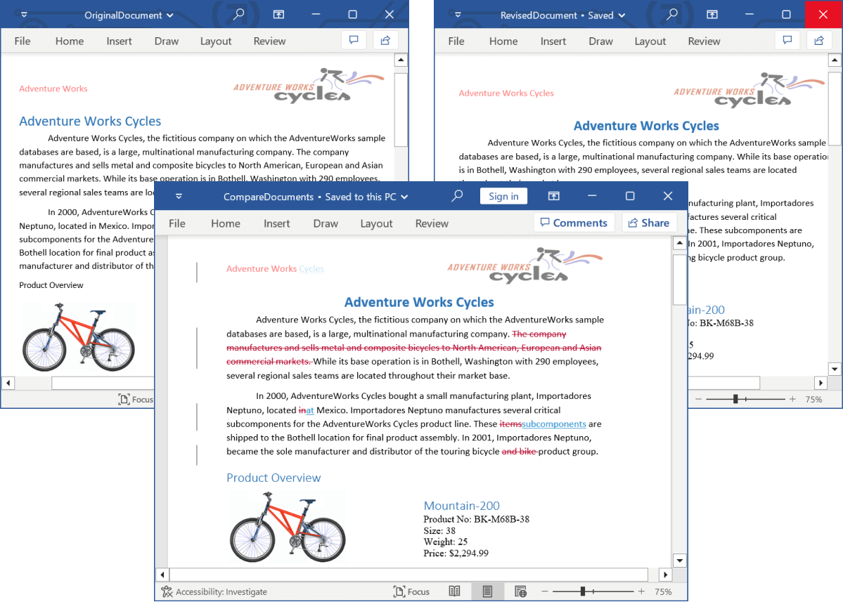 Comparing Word documents by ignoring formatting changes