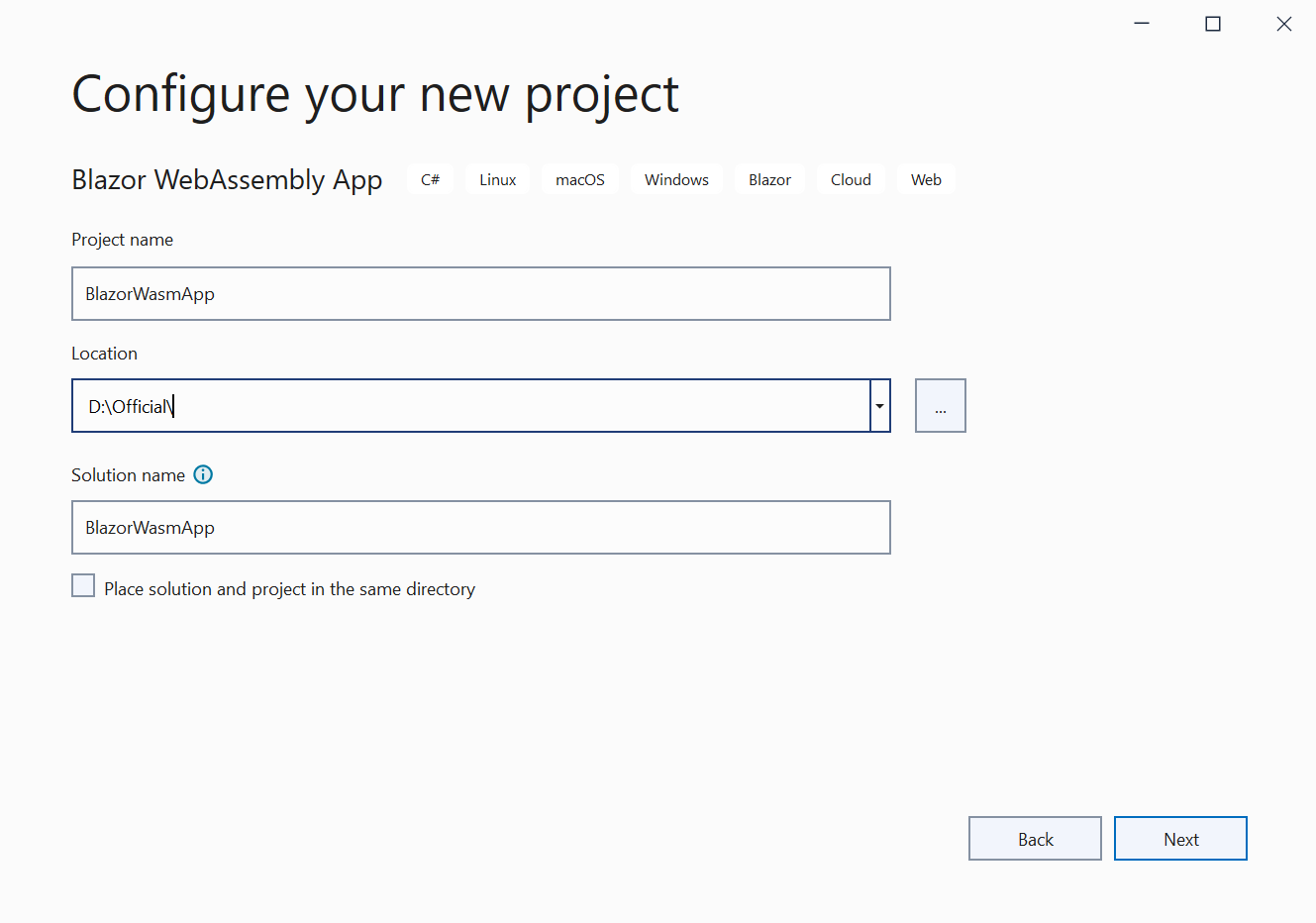 Configuring the project in Visual Studio