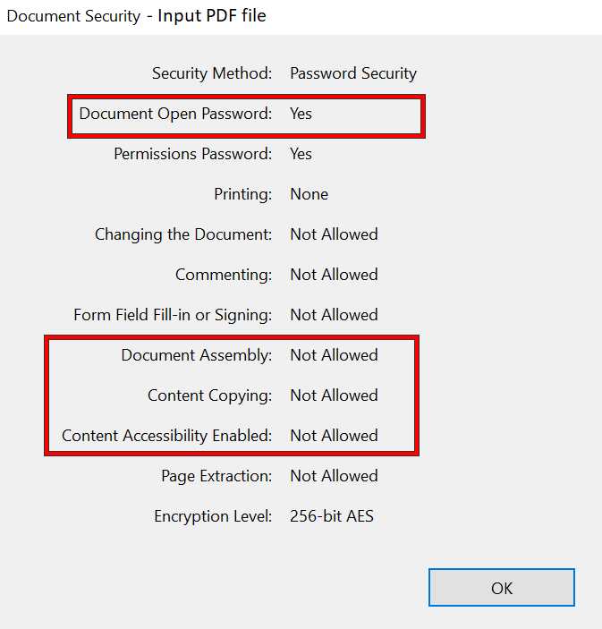 Document Security Input PDF file