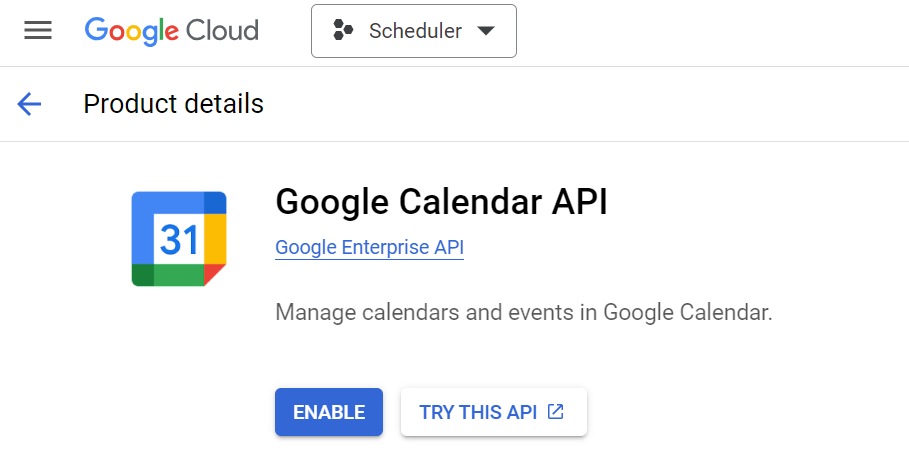 Enable the Google Calendar API