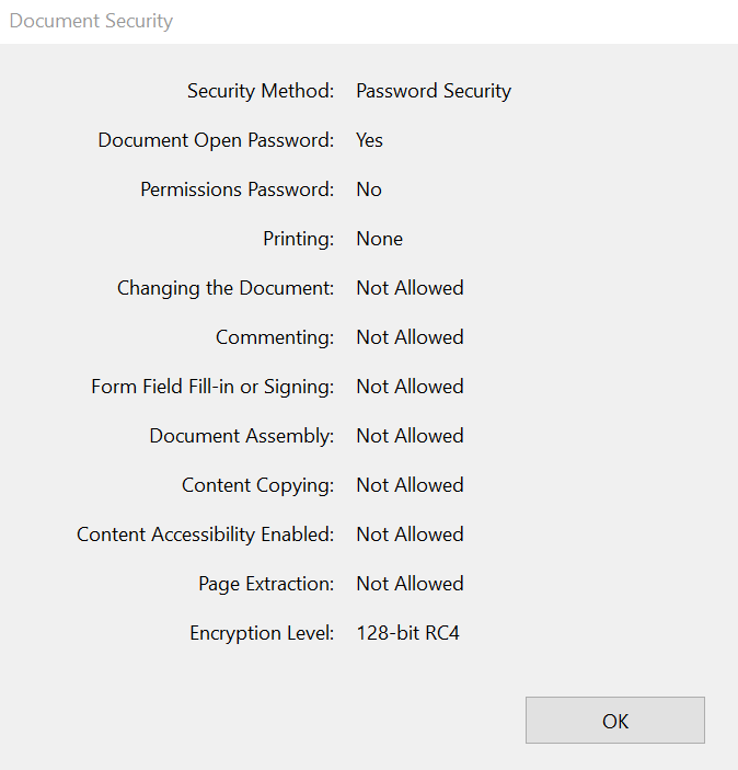 Encrypting a PDF document with a user password
