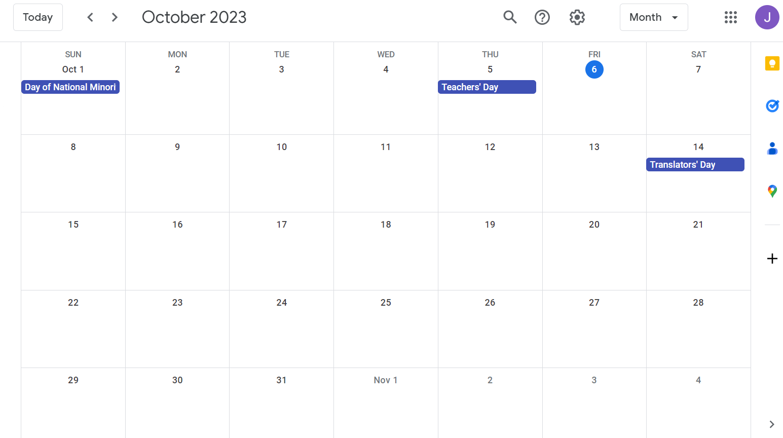 Events in Google Calendar